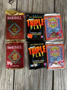 6 Unopened 1992 Baseball Card Packs Lot Upper Deck, Donruss, Triple Play